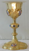 Solid silver gilt antique French Gothic Chalice.